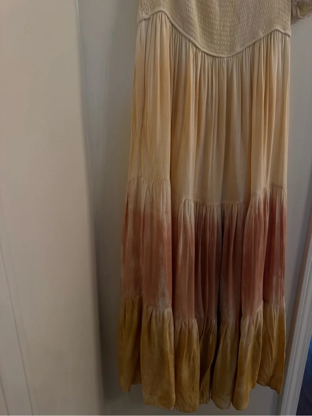 Storia Cream Ombre Maxi Dress with Pink and Yellow Tiers - Picture 2 of 5